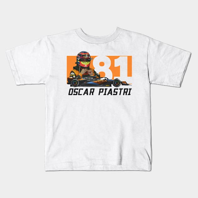 Oscar Piastri 81 Kids T-Shirt by lavonneroberson